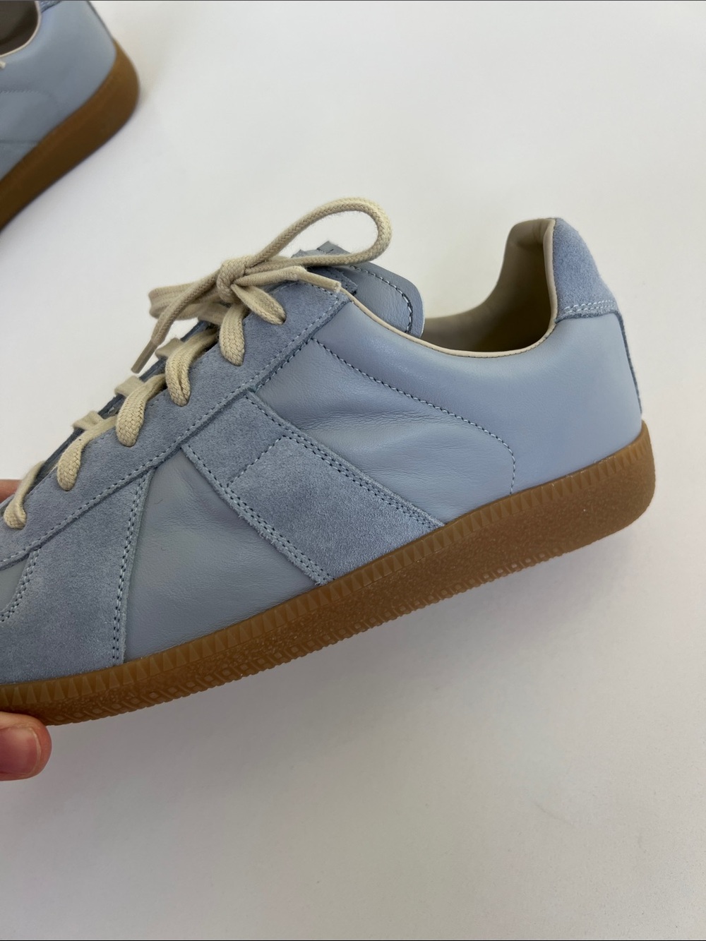 Maison Margiela men’s sports shoes sneakers trainers light blue leather size 40 - Picture 11 of 14